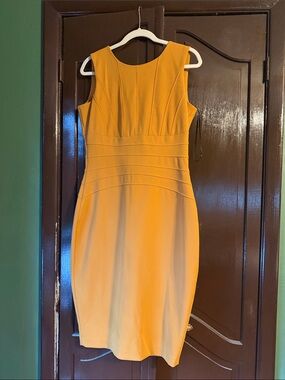 Ivanka Trump Sleeveless Mustard Yellow Sheath Dress